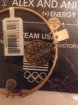 Alex and Ani Team USA Snowflake Charm Bangle NWT Gold Frozen