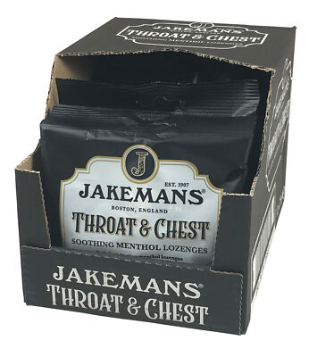 Jakemans Throat & Chest Soothing Menthol Lozenges Lutschbonbons 12 Tüten je 73g