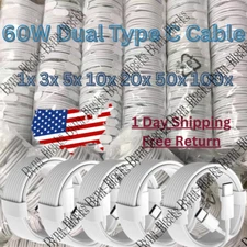 Lot 60W USB-C to USB-C Cable 3/6Ft PD Fast Charger Cord For Samsung iPhone 15Pro
