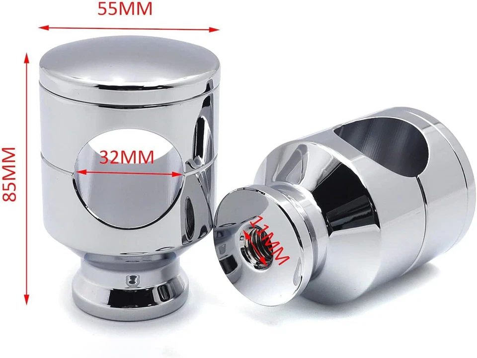 Elevadores de manillar de montaje cromados rectos de 2" de elevación 1 1/4" 1,25" para Harley Foto 2 de 4