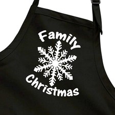 Apron Full Length w/pockets Family Christmas Snow Xmas Holiday Fun Gift Greeting