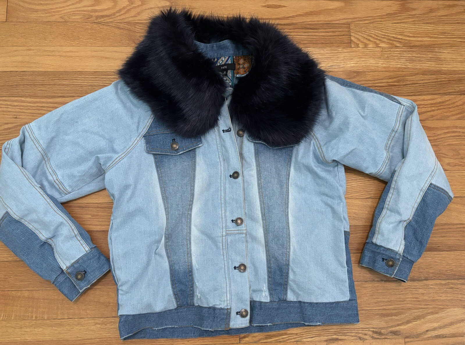 Fate  Patchwork Denim Jean Coat With Detachable F… - image 6