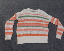 Loft Sweater XS pink knit womens cotton casual striped acrylic geometric