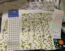 mrs. grossman's stickers lot Gold Silver Confetti Stars Lightening Bolts Planets