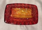 Gorgeous Vintage Amberina Rectangular Ashtray, Button & Daisy Pattern — photo 6