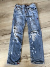 TRUE RELIGION KIDS GENO SUPER T JEANS, TARNISHED WASH, ADJ. WAIST, Size 6