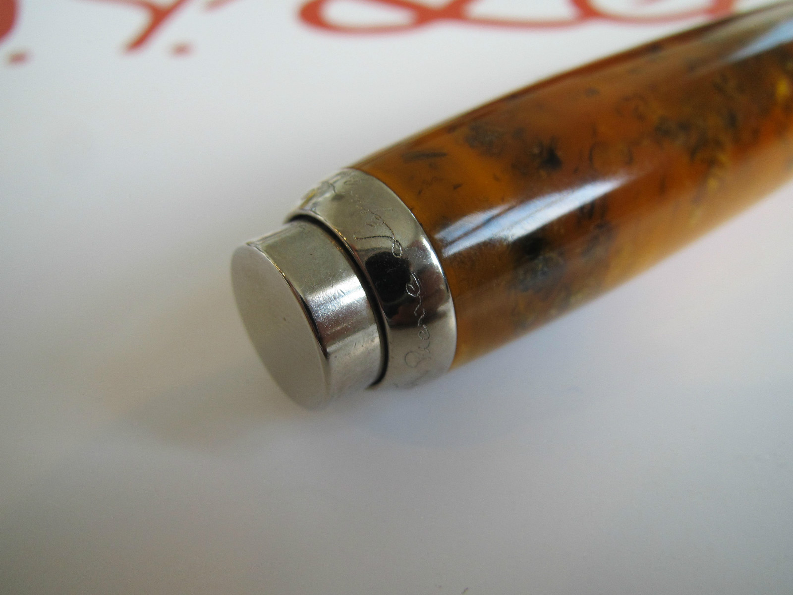 Jean-Pierre Lepine Attila AT45P yellow-orange marble resin 3.2mm mech pencil MIB