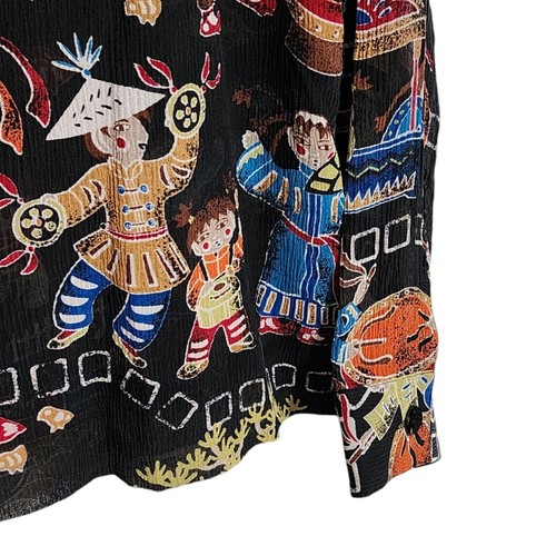 Chico's Vintage Seidentop Knopfleiste Chinesisches Neujahr Asiatisch Artsy Funky 90er XS - Bild 3 von 6