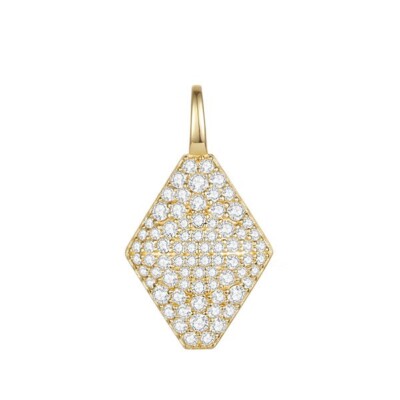 0,96 ct GRA Moissanit Sechseck Anhänger 14K massiv Gelbgold Charm Geschenkbereit