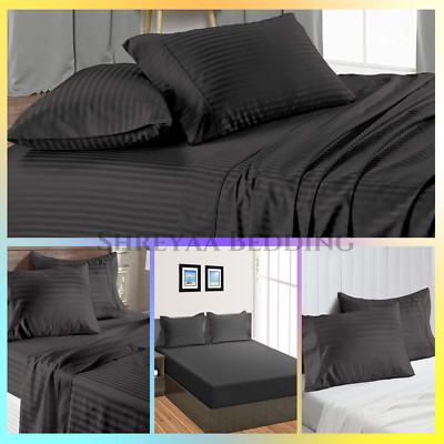 Coziest Bedding Sheets Egyptian Cotton Gray Stripes Select TC/Item/Size