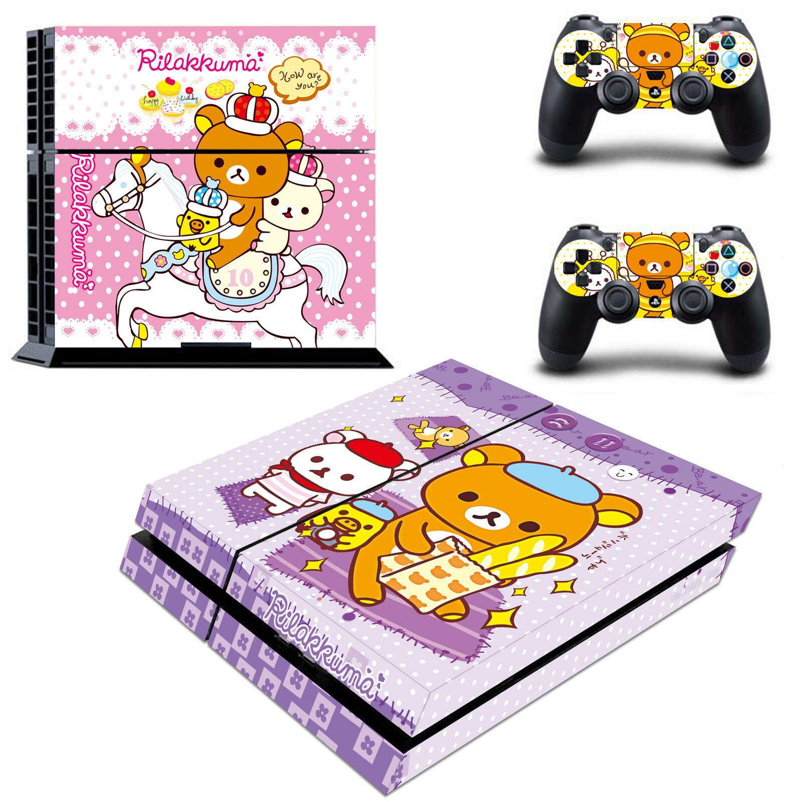 Regular PS4 Consoles Controllers Skin Vinyl Decals Stickers Rilakkuma Cute Bear
