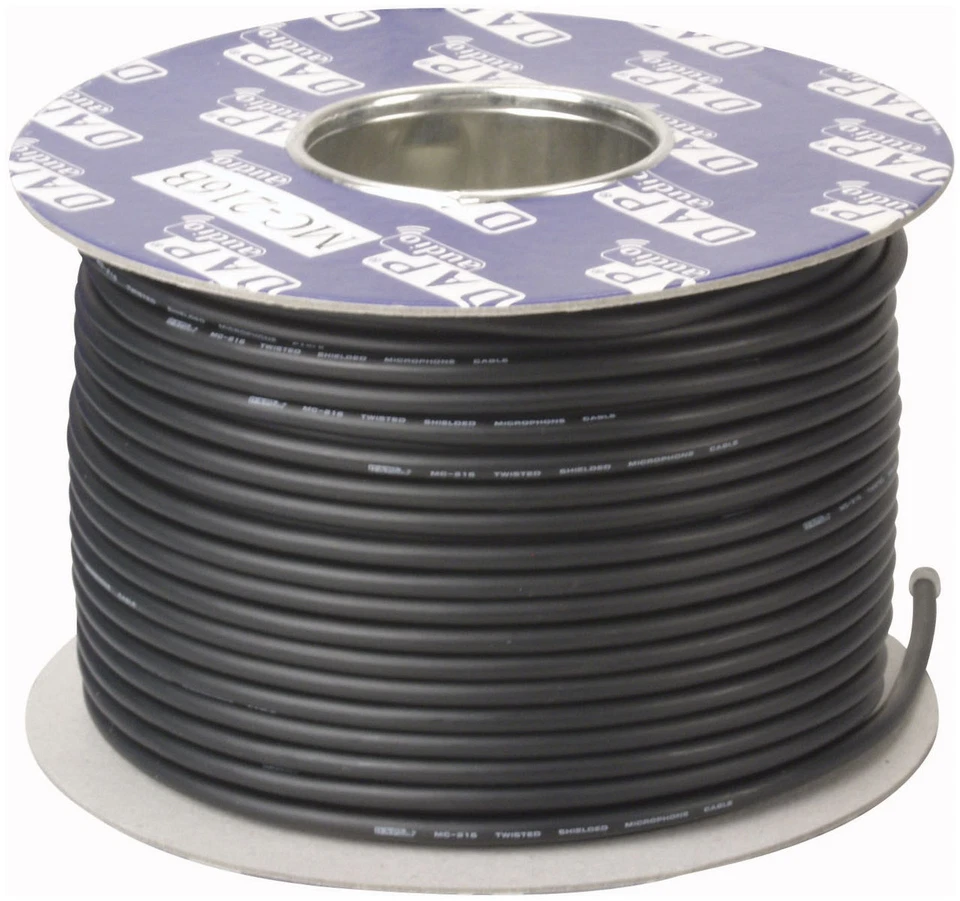 DAP DMX Cable 100m Roll Black Drum Install Stage Lighting 2 CORE SCREEN D9433B