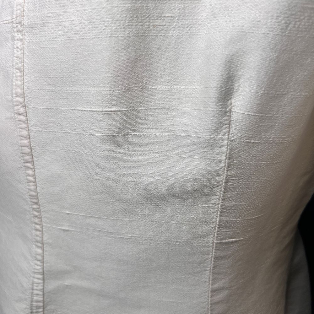 Finity Raw Silk Collared Top Shell Buttons Off Wh… - image 9