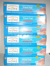 LOT OF 6(6X 20) Complete Home Double Zipper Seal Freezer Bags Gallon Size