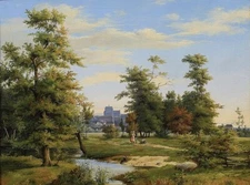 high quality oil painting handpainted on canvas " landscapewith a castle "