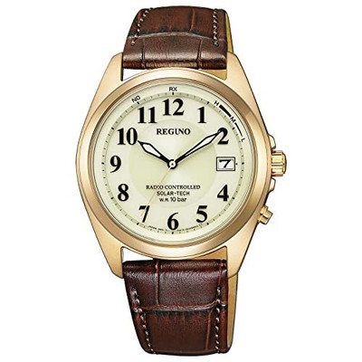 Citizen REGUNO KS3-123-80 Men's Solar Radio Watch Brown Leather 10ATM New