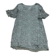 Sundance Bell Sleeve Dress Women’s S Blue Gray Embroidered Floral Knee Length
