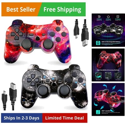 Controller for PS3 2 Pack Wireless Controller for Playstaion 3 6-Axis with Hi...
