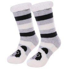MQELONG Kids Slipper Fuzzy Socks Boys Girls Fluffy Fleece 8-12 Years, Panda