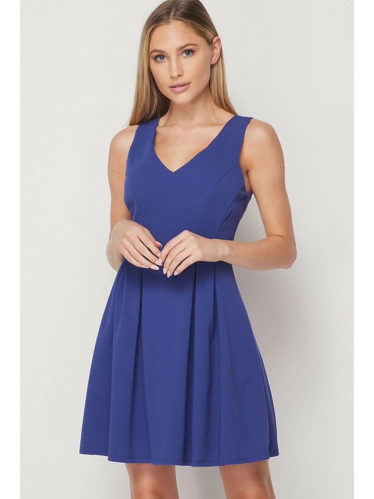 TEEZE ME Womens Fit + Flare Short Dress Blue Sleeveless Juniors 11\12