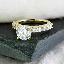 2Ct Round Cut Lab Created Diamond Women's Engagement Ring 14K Yellow Gold Finish
