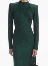 Self-Portrait GREEN RHINESTONE MESH MIDI DRESS UK8 US4