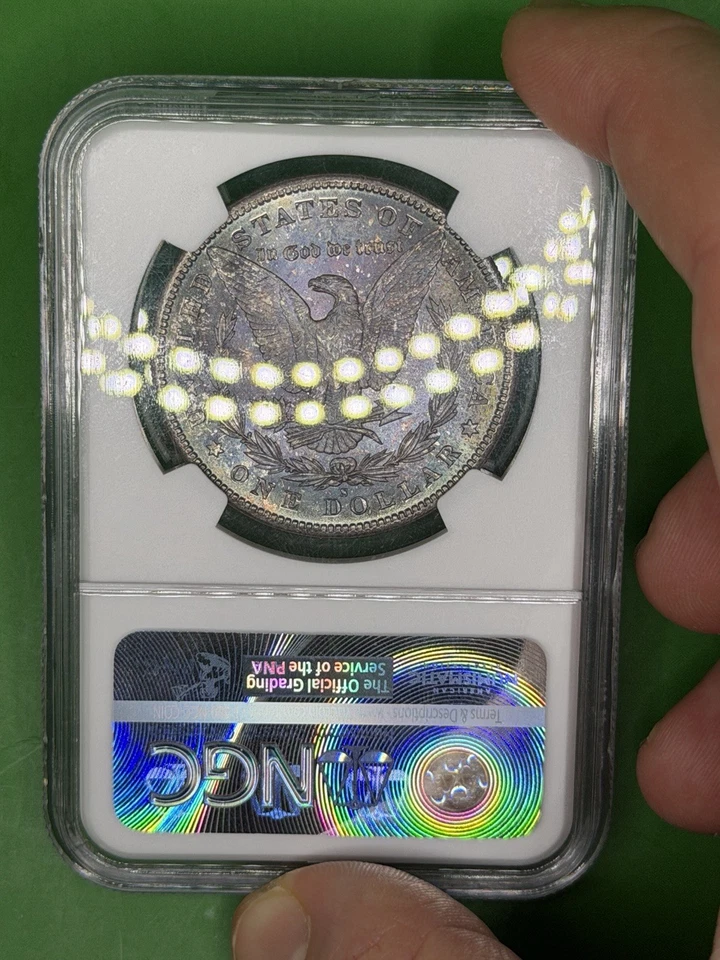 Vivid Blue/Purple Galaxy Reverse Toned Morgan Silver 1880-S MS-64 NGC SEE VIDEO! - Image 3 of 4