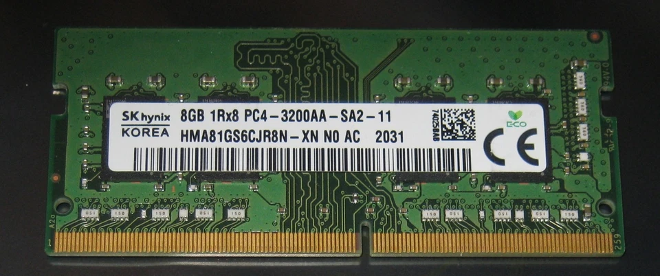 8GB HYNIX DDR4 RAM 3200MHz PC4-3200AA SO-DIMM 260-pol.CL22 HMA81GS6CJR8N-XN TOP