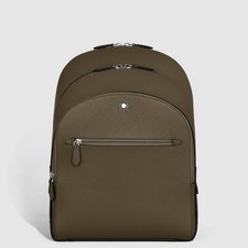 Zaino Montblanc Medio Sartorial 221542 Pelle Khaki Backpack Uomo 3 scomparti