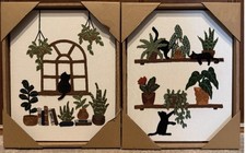 BP Home "Woven Artistry" Botanical Black Cats Duo 12"x15"ea