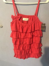 NWT Abercrombie Fitch Red Ruffled Babydoll Tank Top Same Day Free Shipping