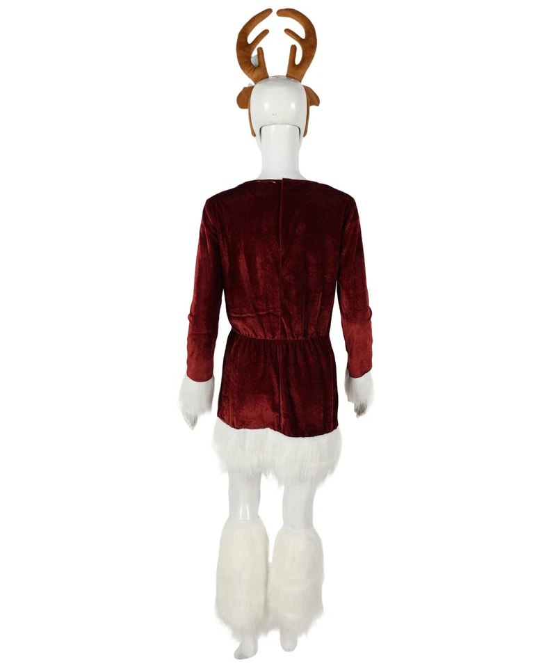 Adult Unisex Brown Reindeer Costume | Plush Full Body Jumpsuit with Antlers - Image 4 of 4