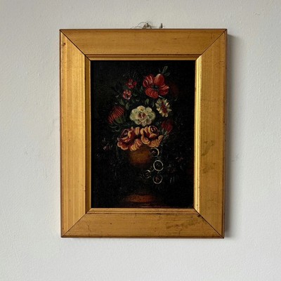 Authentic Oil Painting Flowery Still Life ''Flower Vase'' Marvelous Small Artwork