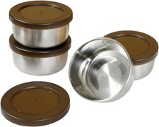 4Pack Stainless Steel Bowls W/ Lid Unbreakable Small bowls Silicone Lids 8.5oz 