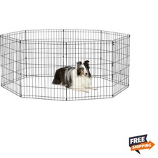 Folding Metal Puppy/Dog Exercise Pen, Indoor/Outdoor Playpen with No Door, Pr...