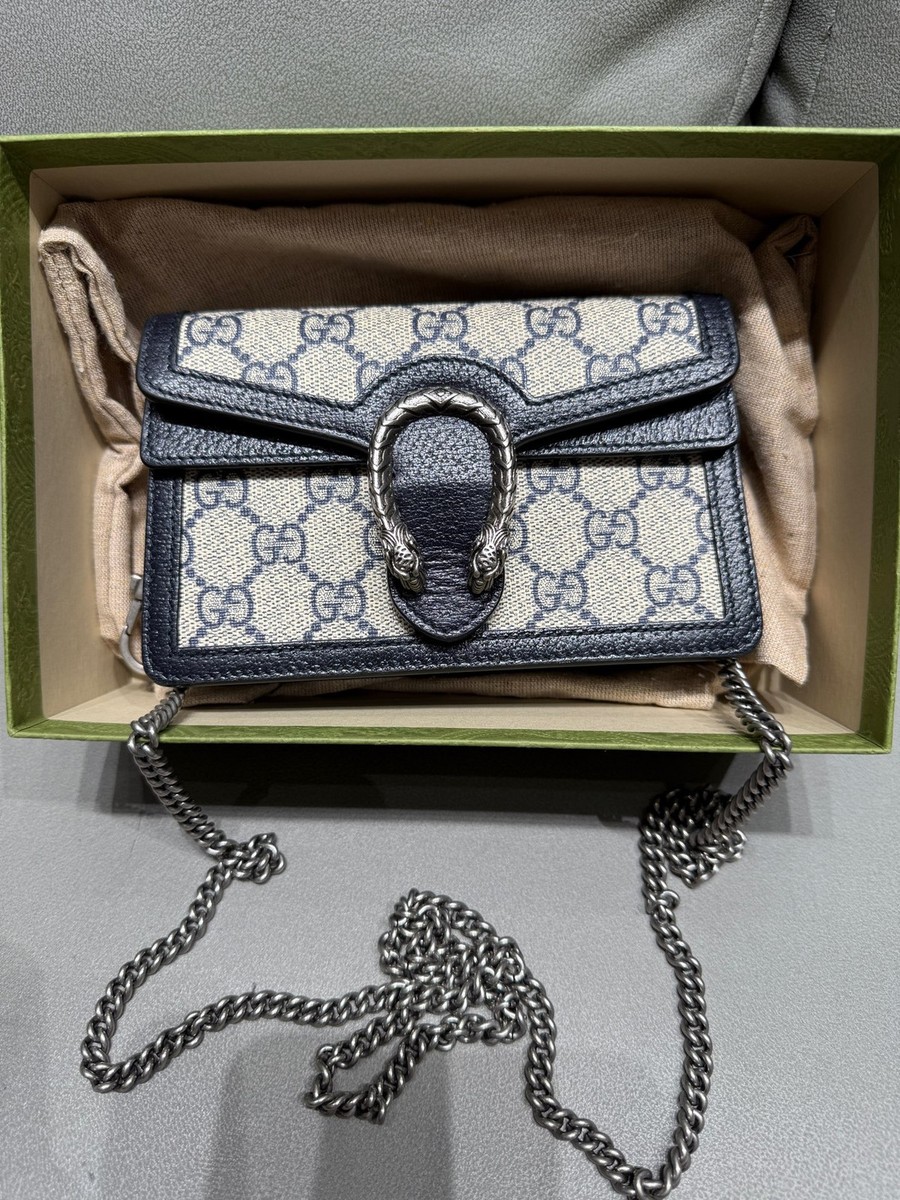 Gucci Dionysus GG Supreme Super Mini Chain Crossbody Bag Black BAG