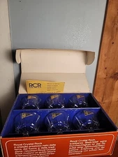 Royal Crystal Rock Goblets ~ RCR Zeus Crystal Glasses w/ Original Box ~ 4-1/2”