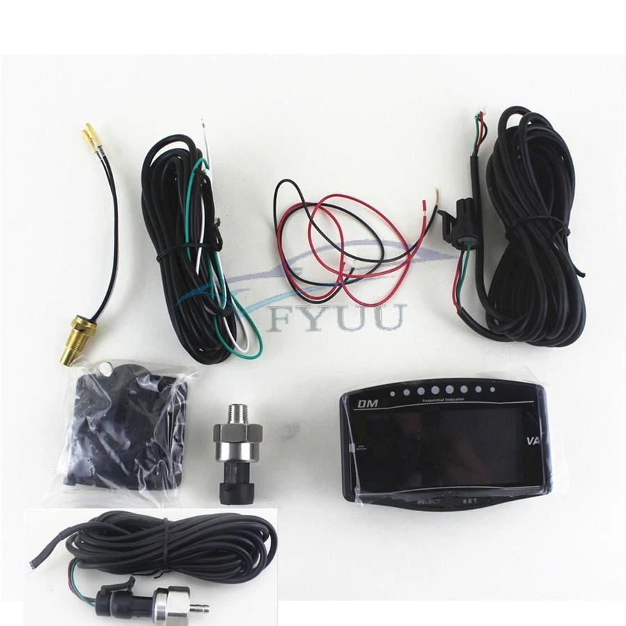 Voltímetro digital para automóvil 6 en 1 presión de aceite/temperatura del agua/medidor de combustible/medidor turbo Boost Foto 3 de 4