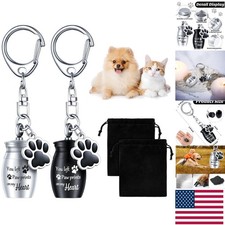 Stainless Steel Dog Urn Keychains   2 Pcs Elegant Pet Memorial Keepsakes