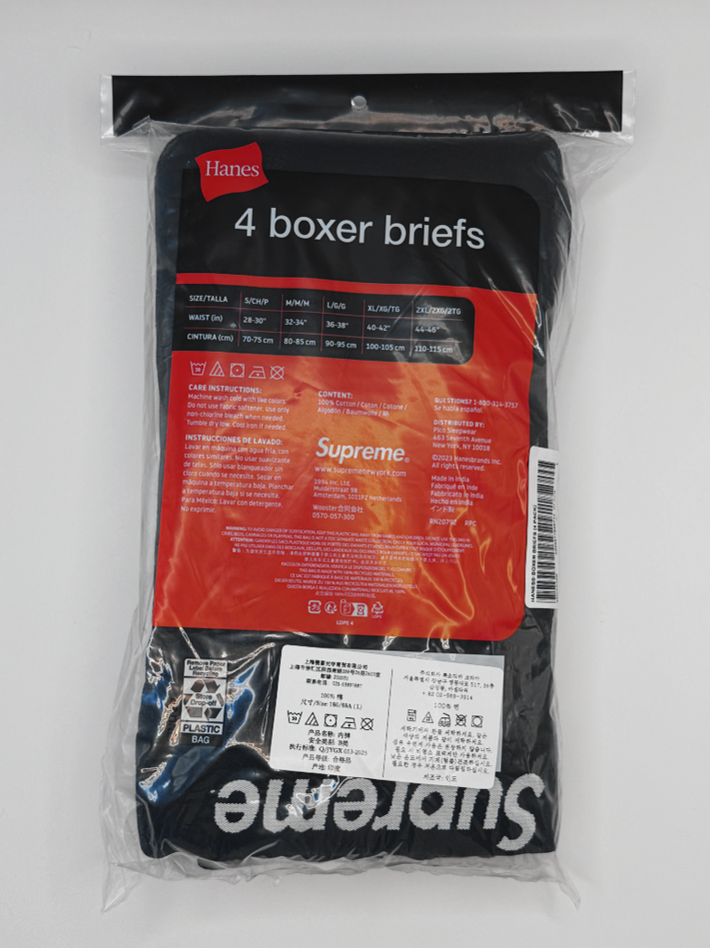 XL4枚Supreme Hanes® Boxer Briefs Black\