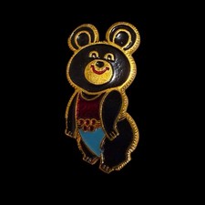 VTG Moscow Russia Mascot Misha Bear 1980 Summer Olympic Games Enamel Lapel Pin
