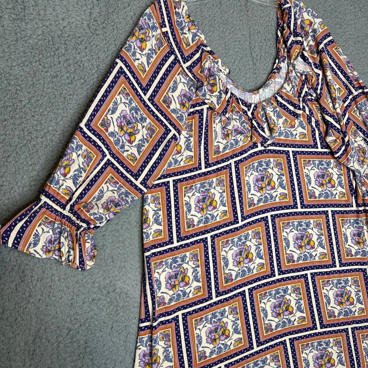 Porridge Clothing Anthropologie Floral Tile Ruffle Shift Dress Womens Medium M View 4