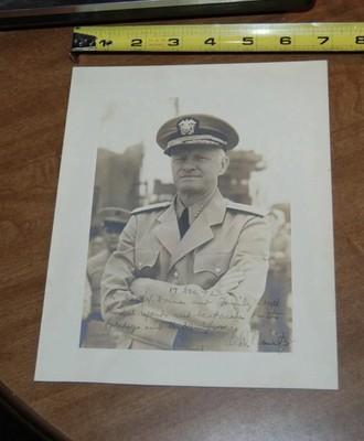 Chester Nimitz Signed Photo to Family Who Survived U-Boat Sinking of SS Heredia