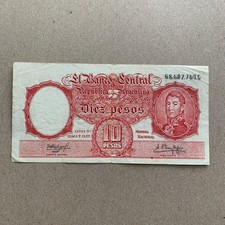 ARGENTINAN 10 Pesos Banknote 1962 Argentina Currency Paper Money Memorabilia