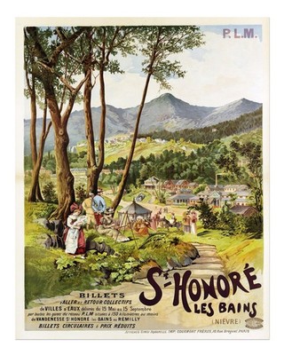 Vintage Reise-Wandkunst St. Honor� Les Bains Landschaftswandkunst