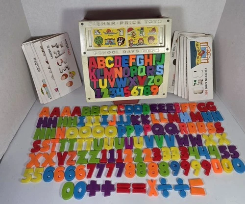 Vintage 1972 Fisher Price Toys School Days Desk & Accessories With 15 Cards