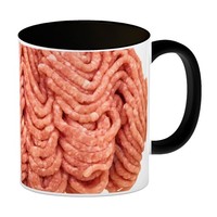 Kaffeebecher Henkel Und Innenseite Schwarz Mit Hackfleisch Motiv