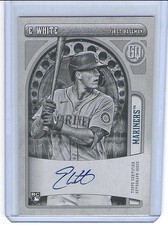 2021 Topps Gypsy Queen Evan White Black & White Rookie Auto /50 Seattle Mariners