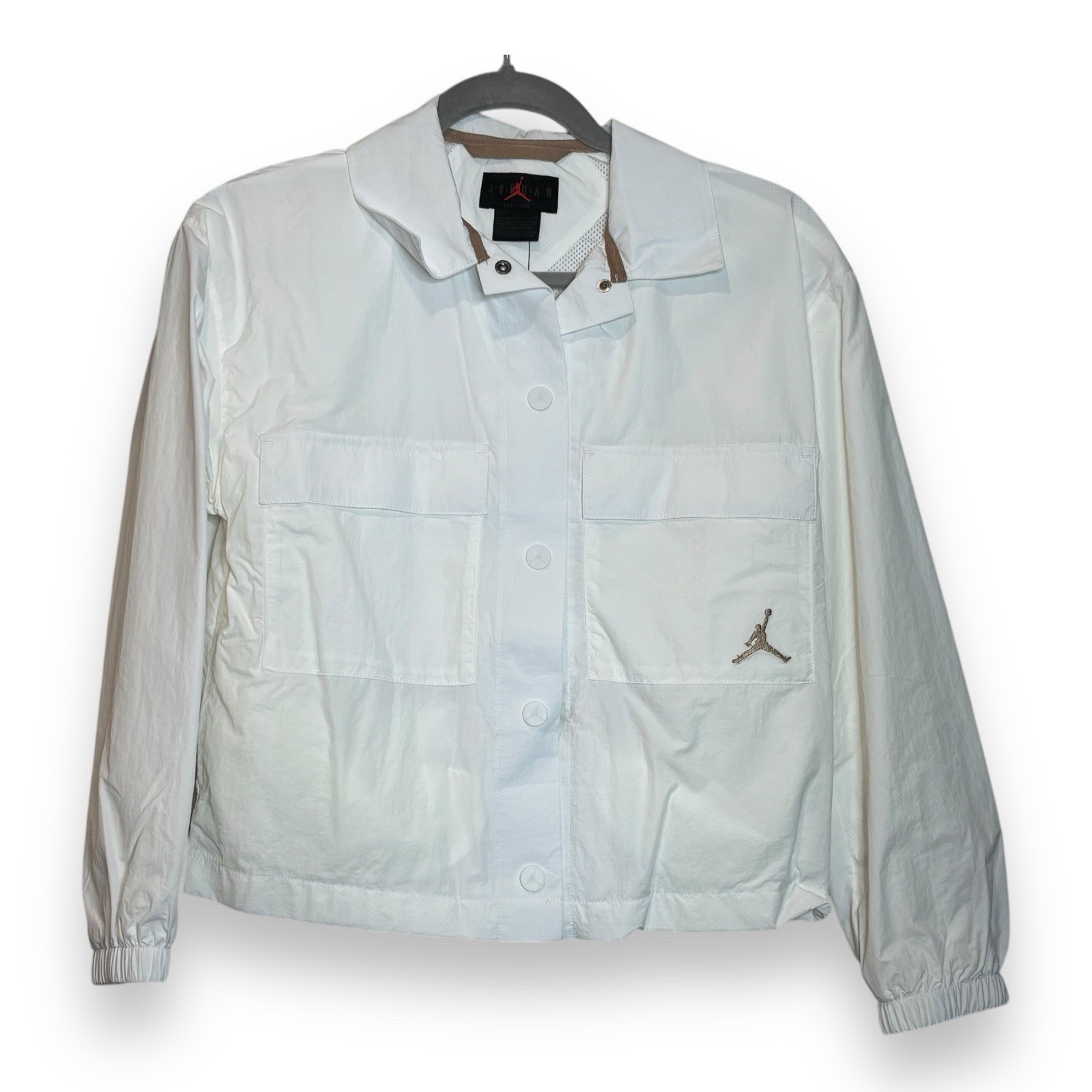 Jordan Coaches Jacket Water Resistant Snap Windbreaker Sail Girls sz L NWT $75 thumbnail 2