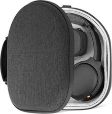 Sleek Grey Hard Shell Headphones Carrying Case   Protects and Organizes Cables
